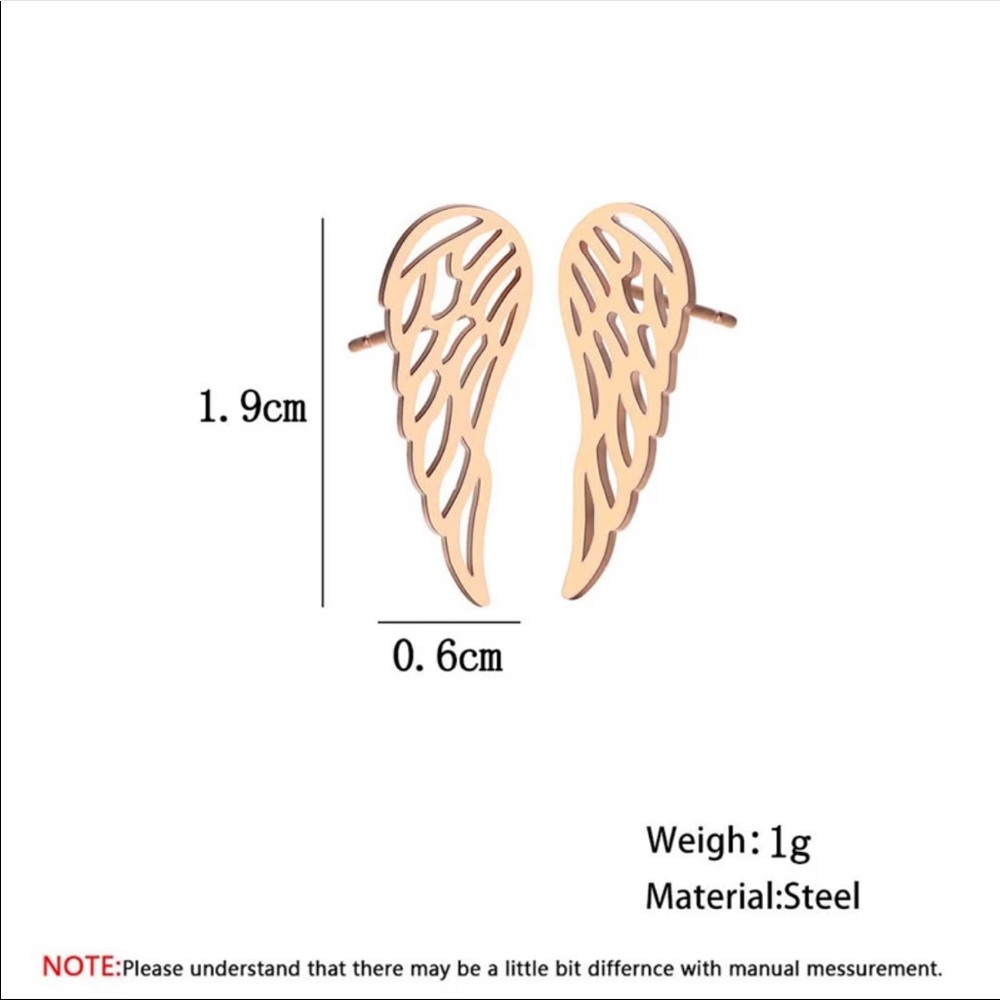 WINGS ♡ Stainless Steel Stud Earrings - Picture 6 of 10